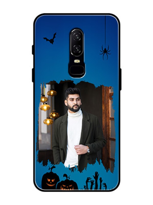 Custom OnePlus 6 Photo Printing on Glass Case  - with pro Halloween design 