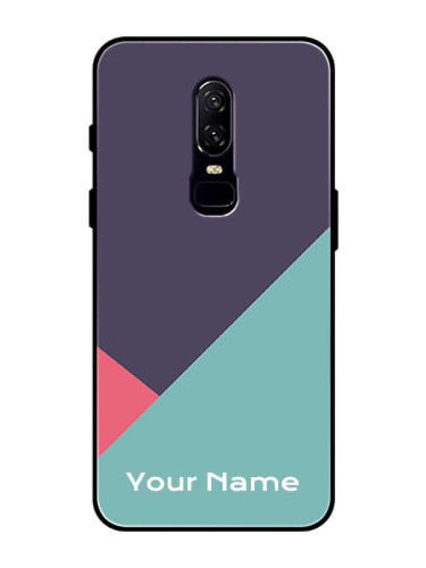 Custom OnePlus 6 Custom Glass Mobile Case - Tri Color abstract Design