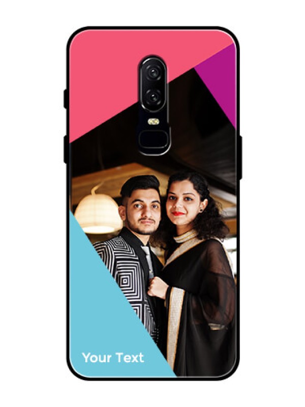 Custom OnePlus 6 Custom Glass Mobile Case - Stacked Triple colour Design
