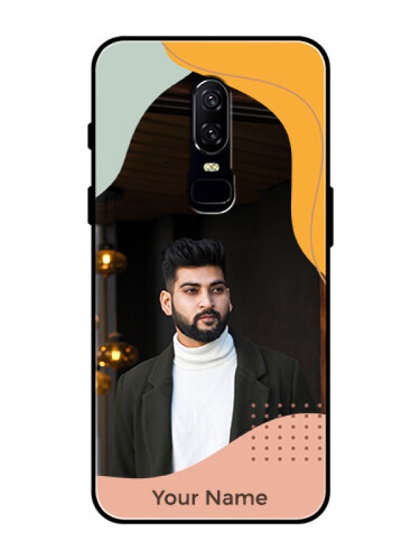Custom OnePlus 6 Personalized Glass Phone Case - Tri-coloured overlay design