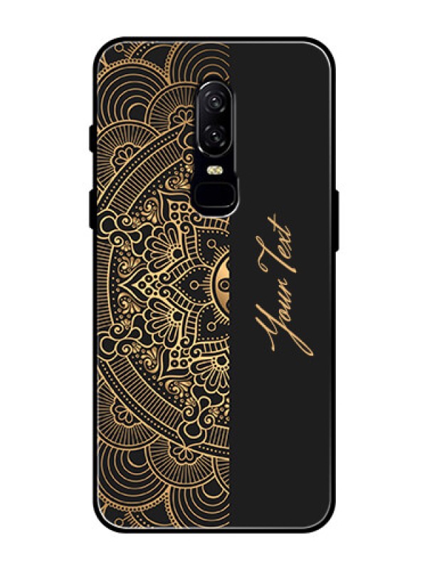 Custom OnePlus 6 Photo Printing on Glass Case - Mandala art with custom text Design