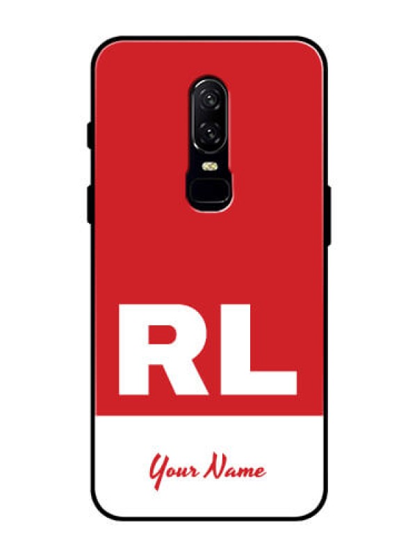 Custom OnePlus 6 Personalized Glass Phone Case - dual tone custom text Design