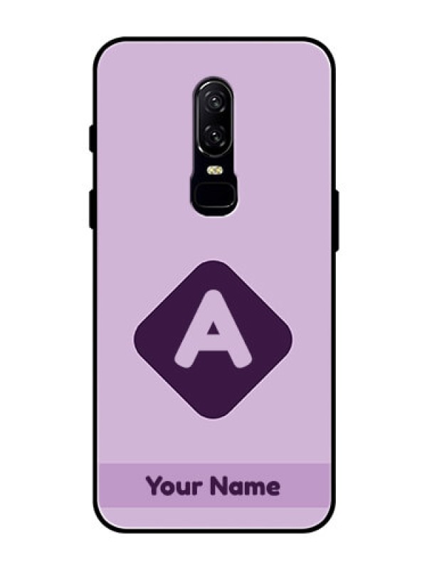 Custom OnePlus 6 Custom Glass Mobile Case - Custom Letter in curved badge Design