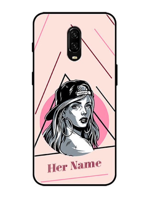 Custom OnePlus 6T Personalized Glass Phone Case - Rockstar Girl Design
