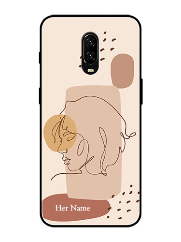 Custom OnePlus 6T Photo Printing on Glass Case - Calm Woman line art Design