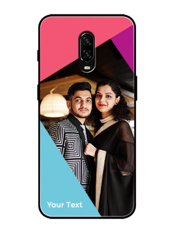 Custom OnePlus 6T Custom Glass Mobile Case - Stacked Triple colour Design