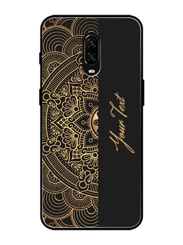 Custom OnePlus 6T Photo Printing on Glass Case - Mandala art with custom text Design
