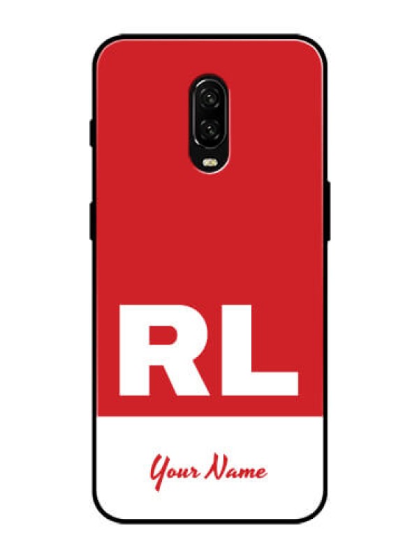 Custom OnePlus 6T Personalized Glass Phone Case - dual tone custom text Design