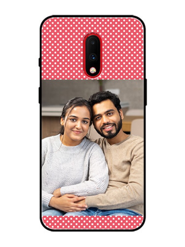 Custom OnePlus 7 Custom Glass Phone Case  - White Dotted Design