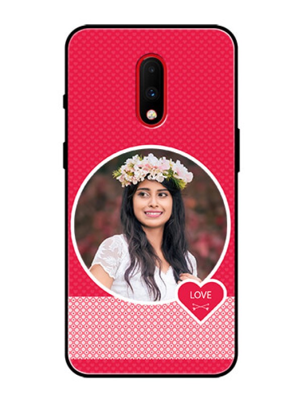Custom OnePlus 7 Personalised Glass Phone Case  - Pink Pattern Design