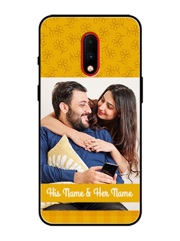 Custom OnePlus 7 Custom Glass Mobile Case  - Yellow Floral Design