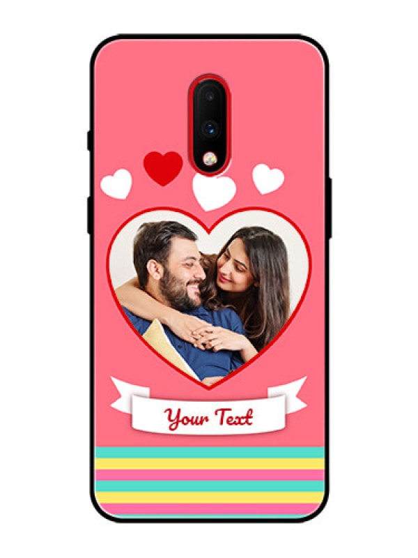 Custom OnePlus 7 Photo Printing on Glass Case  - Love Doodle Design