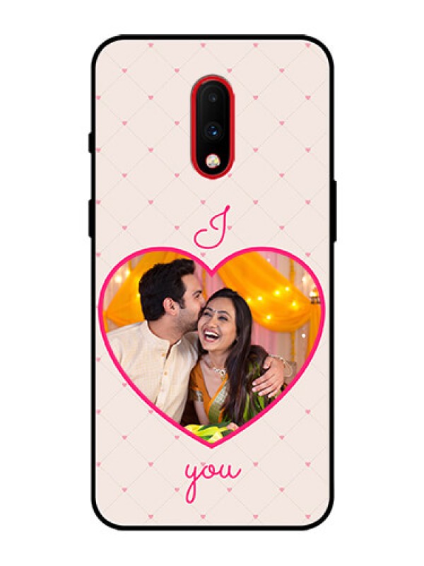 Custom OnePlus 7 Custom Glass Mobile Case  - Heart Shape Design