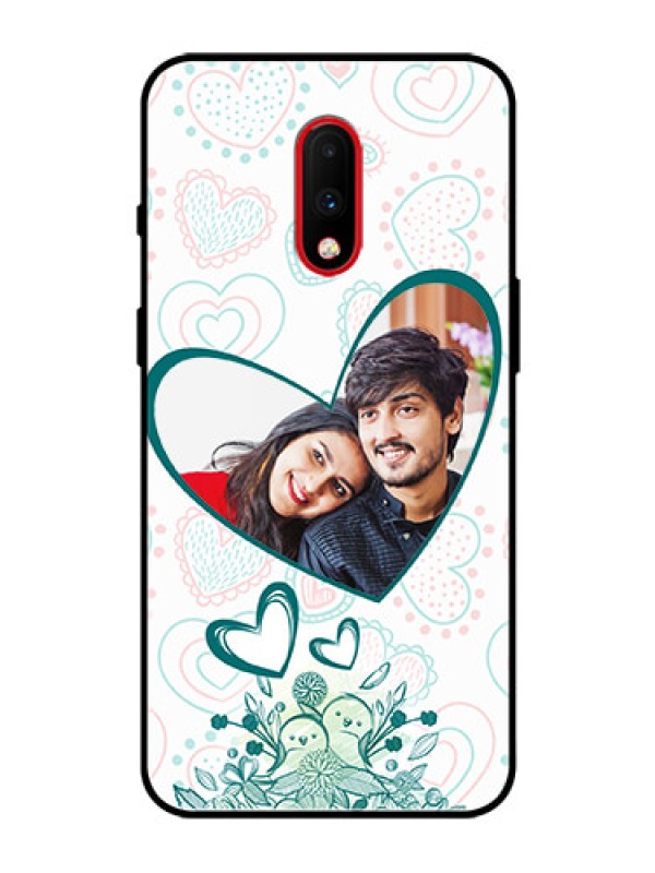 Custom OnePlus 7 Photo Printing on Glass Case  - Premium Couple Design
