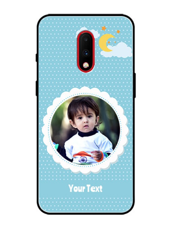 Custom OnePlus 7 Personalised Glass Phone Case  - Violet Pattern Design