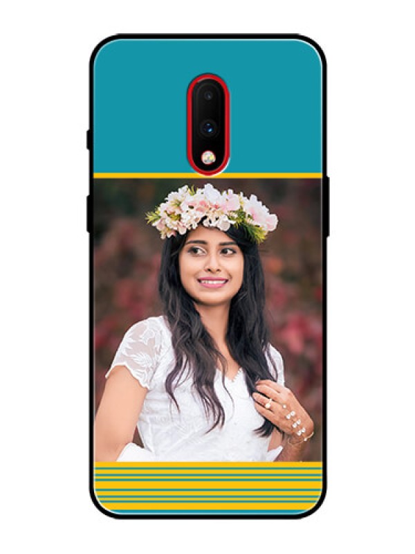 Custom OnePlus 7 Custom Glass Phone Case  - Yellow & Blue Design 