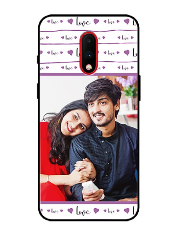 Custom OnePlus 7 Custom Glass Mobile Case  - Couples Heart Design