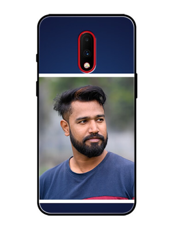 Custom OnePlus 7 Personalized Glass Phone Case  - Simple Royal Blue Design