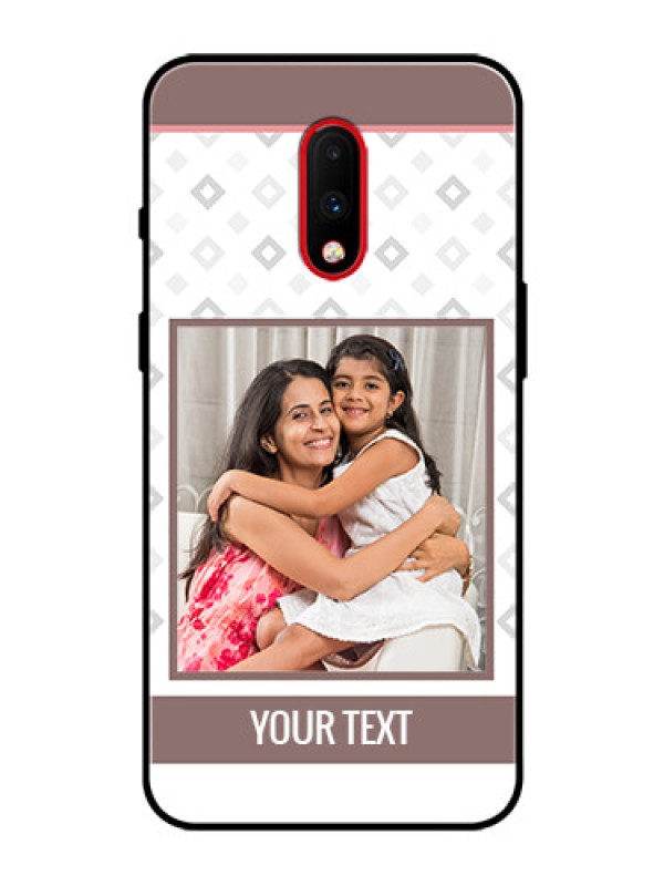 Custom OnePlus 7 Photo Printing on Glass Case  - Simple Diamond Design