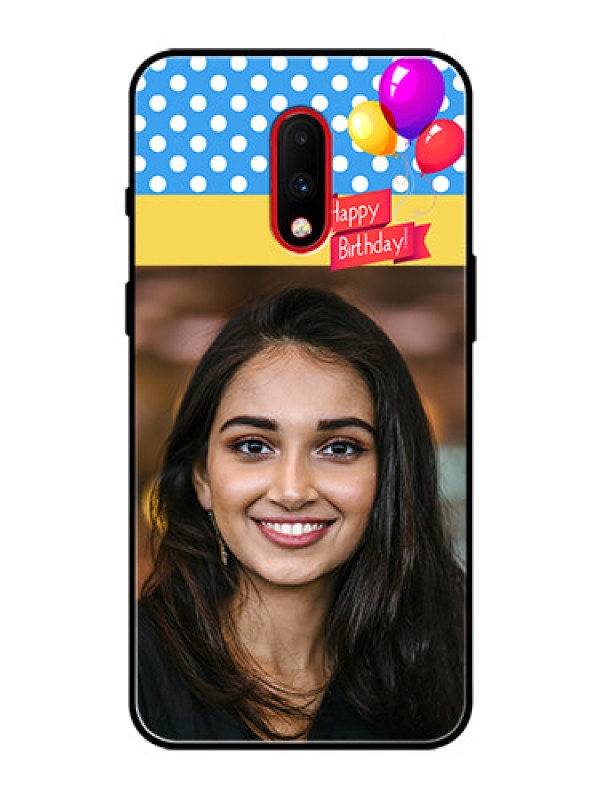 Custom OnePlus 7 Custom Glass Mobile Case  - Happy Birthday Design