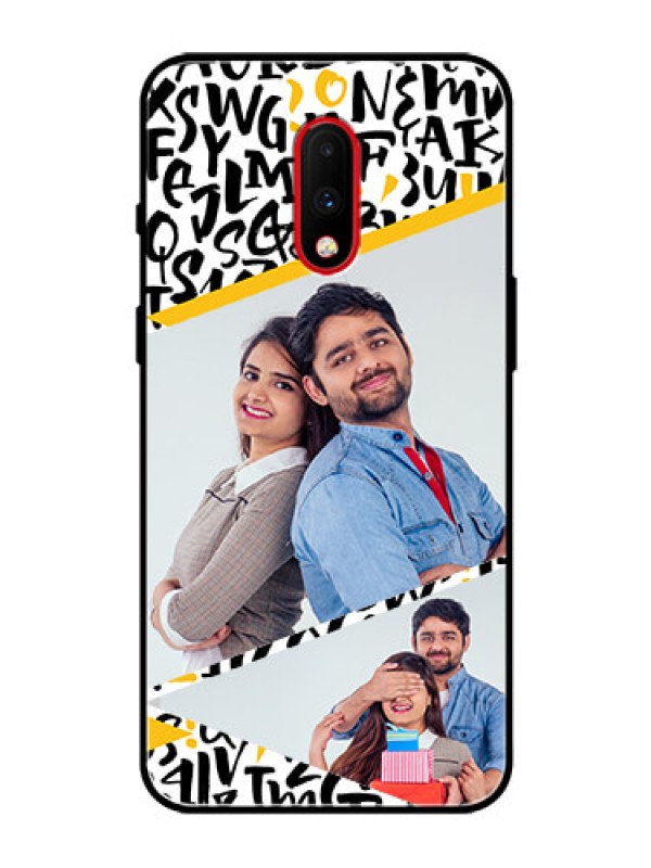 Custom OnePlus 7 Custom Glass Mobile Case  - Letters Pattern Design