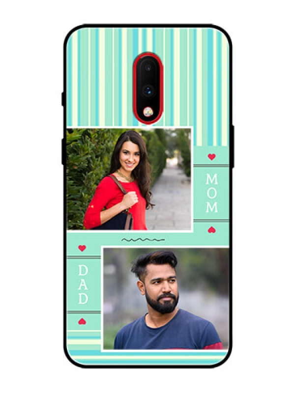 Custom OnePlus 7 Custom Glass Phone Case  - Mom & Dad Pic Design