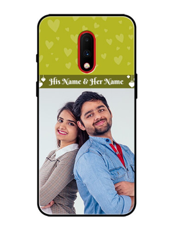 Custom OnePlus 7 Custom Glass Phone Case  - You & Me Heart Design