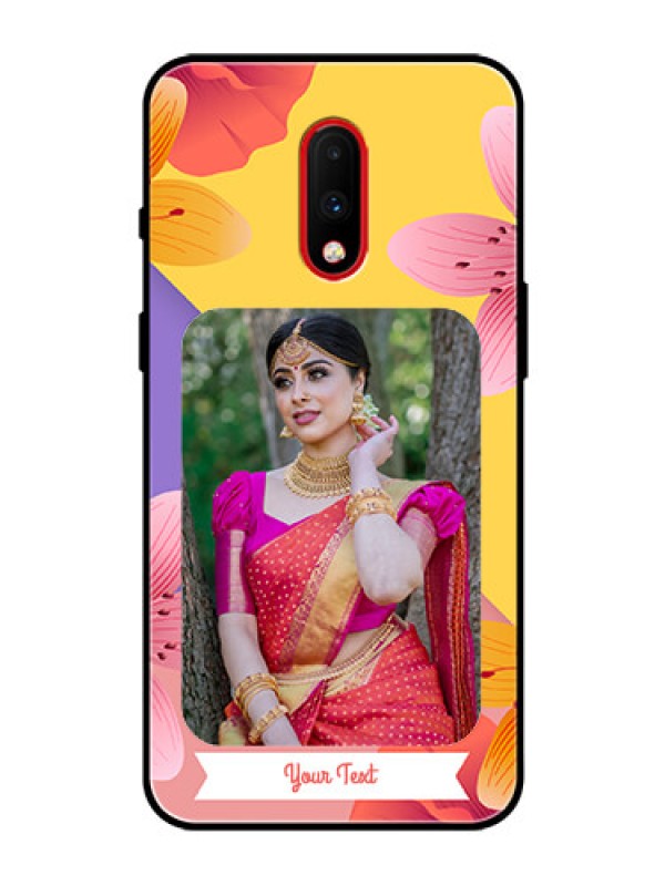 Custom OnePlus 7 Custom Glass Mobile Case  - 3 Image With Vintage Floral Design