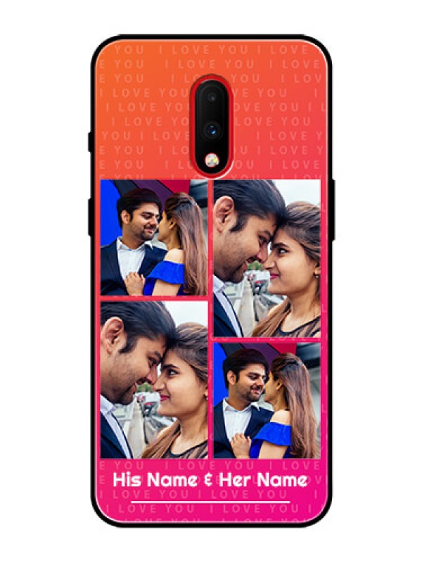 Custom OnePlus 7 Custom Glass Phone Case  - I Love You Pink Design