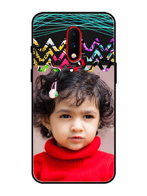 Custom OnePlus 7 Personalized Glass Phone Case  - Neon Abstract Design