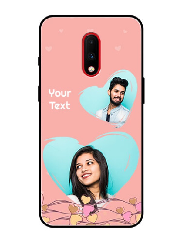 Custom OnePlus 7 Custom Glass Mobile Case  - Love Doodle Design
