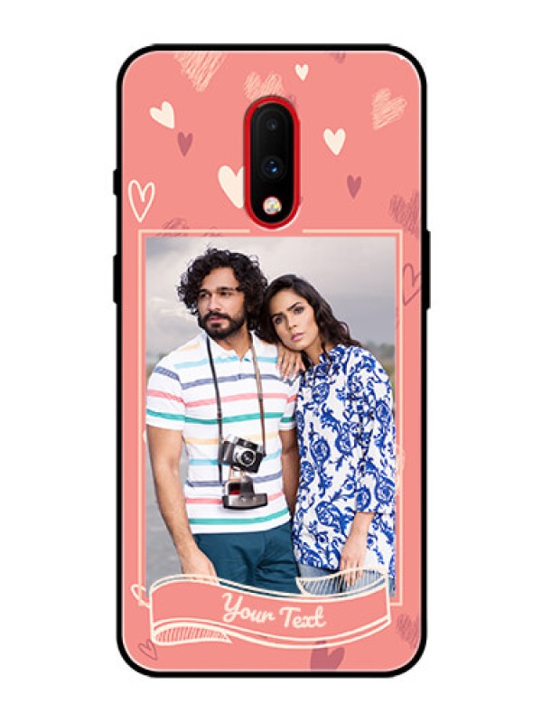 Custom OnePlus 7 Custom Glass Phone Case  - Love doodle art Design