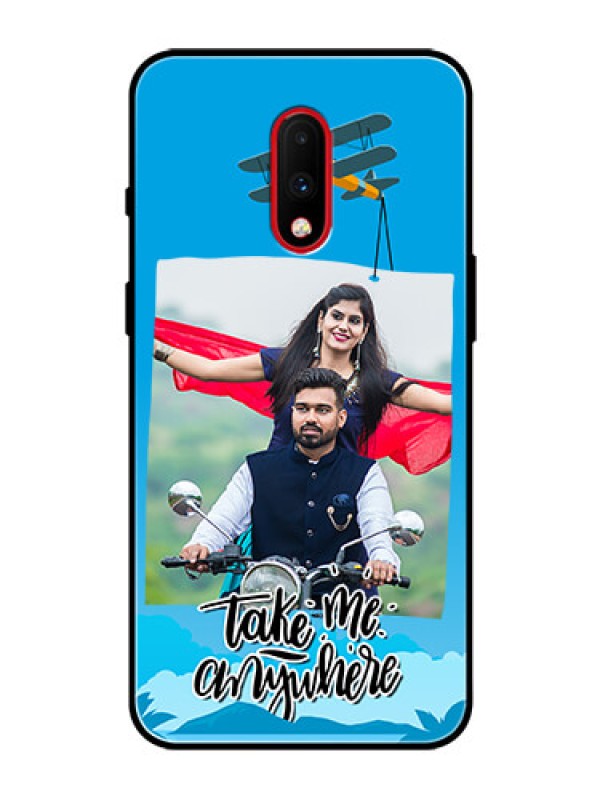 Custom OnePlus 7 Custom Glass Mobile Case  - Traveller Design 