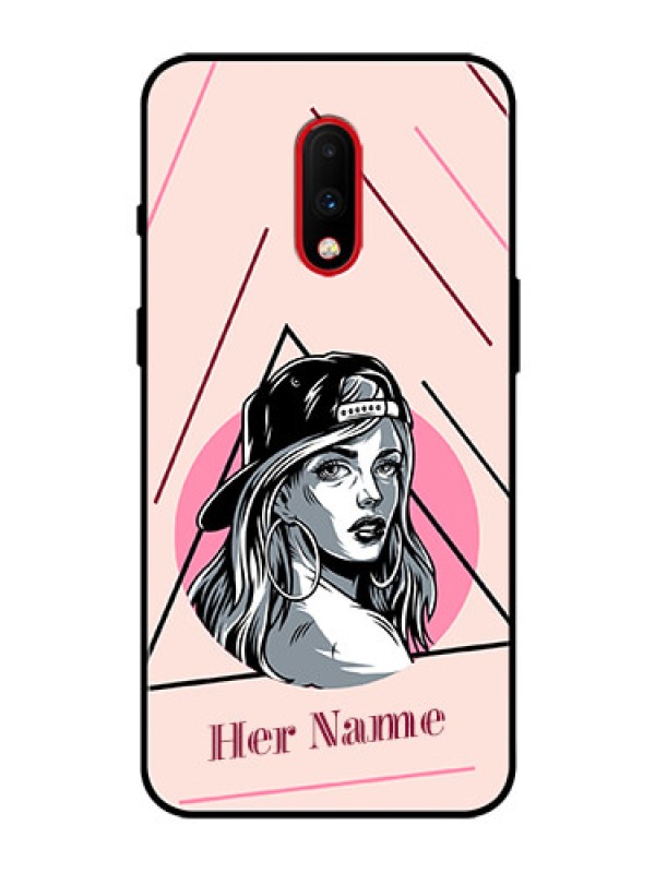 Custom OnePlus 7 Personalized Glass Phone Case - Rockstar Girl Design
