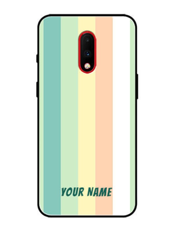 Custom OnePlus 7 Photo Printing on Glass Case - Multi-colour Stripes Design