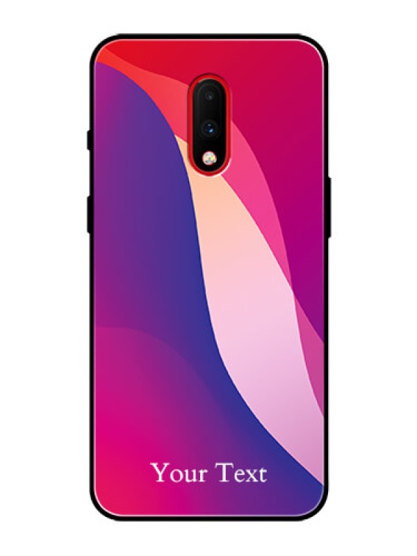 Custom OnePlus 7 Personalized Glass Phone Case - Digital abstract Overlap Design