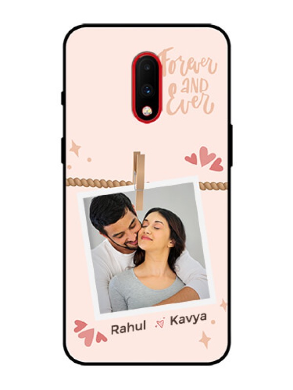 Custom OnePlus 7 Custom Glass Phone Case - Forever and ever love Design