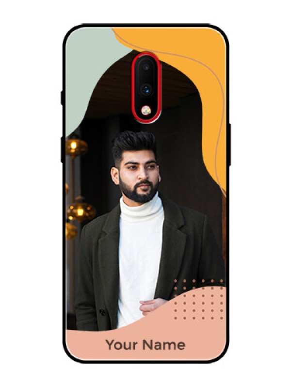 Custom OnePlus 7 Personalized Glass Phone Case - Tri-coloured overlay design