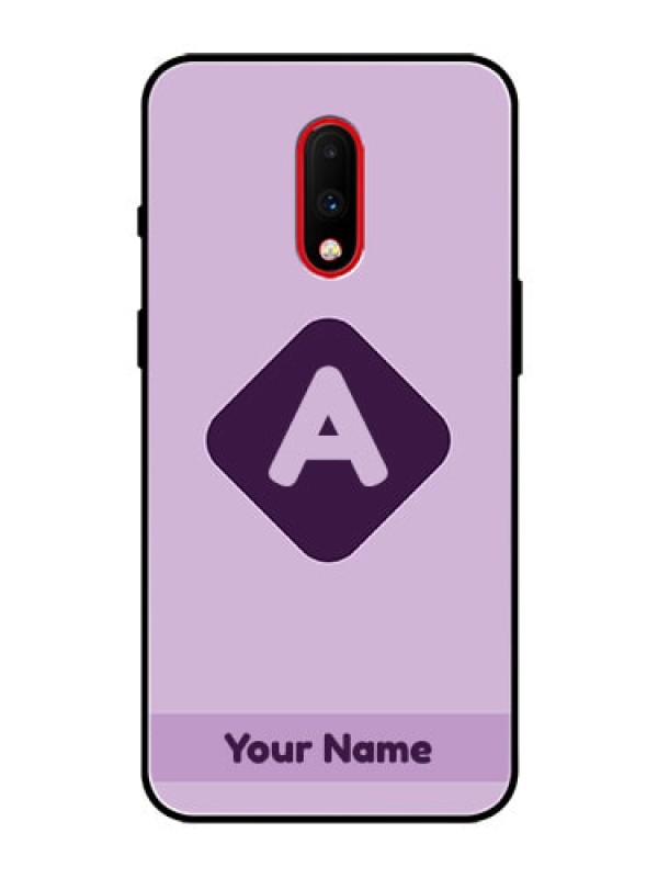 Custom OnePlus 7 Custom Glass Mobile Case - Custom Letter in curved badge Design