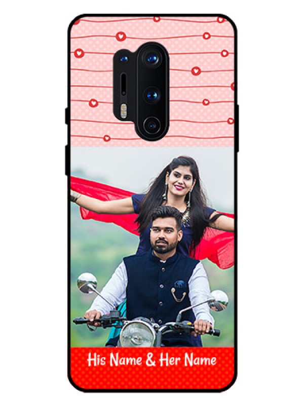 Custom Oneplus 8 Pro Personalized Glass Phone Case  - Red Pattern Case Design
