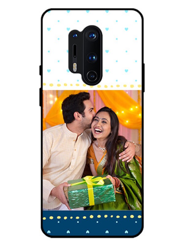 Custom Oneplus 8 Pro Personalized Glass Phone Case  - White and Blue Abstract Design