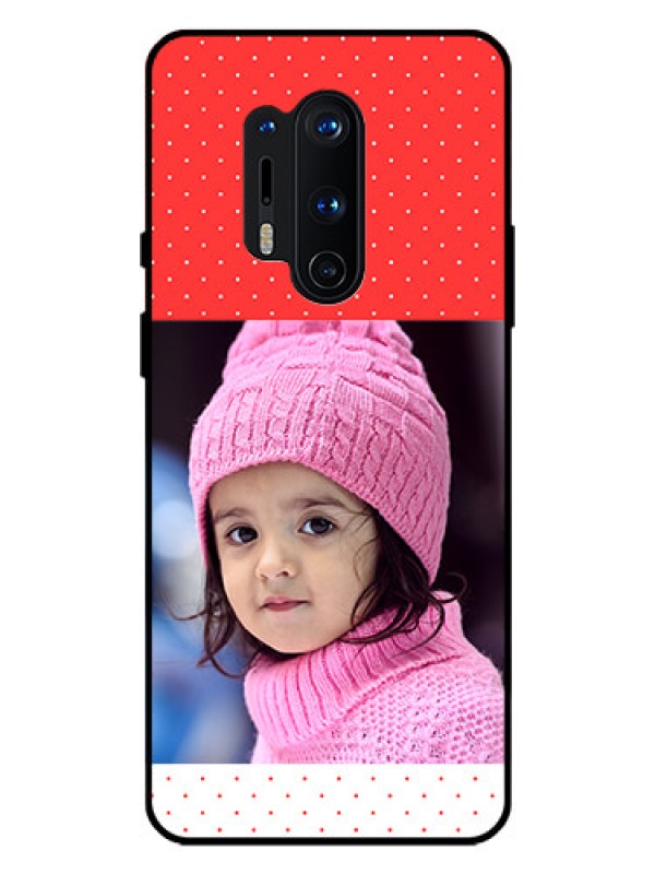 Custom Oneplus 8 Pro Photo Printing on Glass Case  - Red Pattern Design