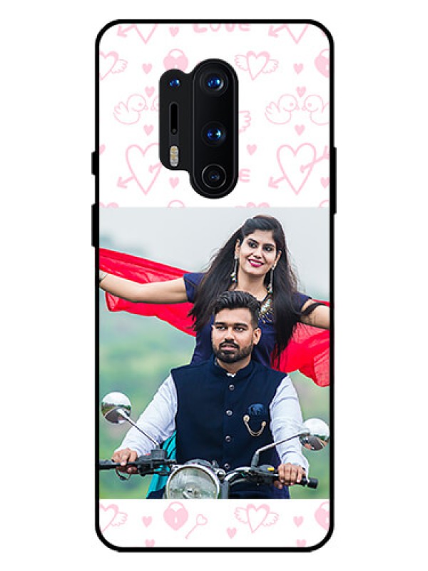 Custom Oneplus 8 Pro Custom Glass Mobile Case  - Pink Flying Heart Design