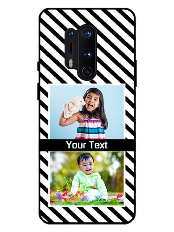 Custom Oneplus 8 Pro Photo Printing on Glass Case  - Black And White Stripes Design