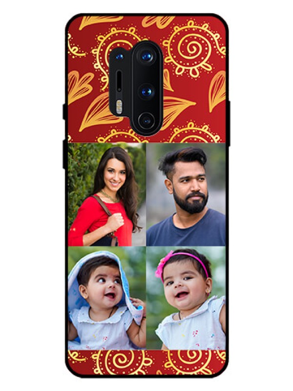Custom Oneplus 8 Pro Photo Printing on Glass Case  - 4 Image Traditional Design