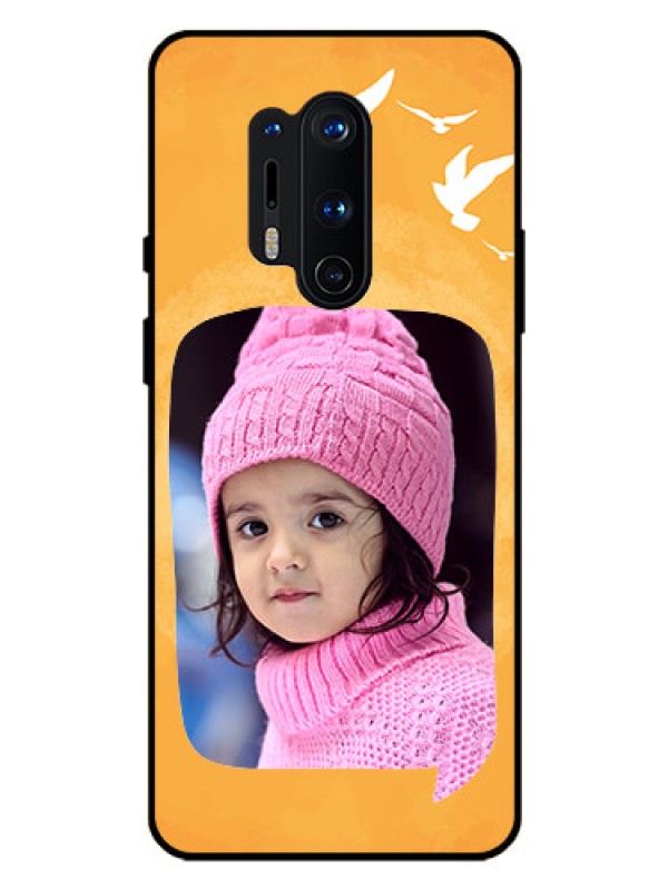Custom Oneplus 8 Pro Personalized Glass Phone Case  - Water Color Design with Bird Icons