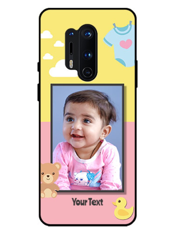 Custom Oneplus 8 Pro Photo Printing on Glass Case  - Kids 2 Color Design