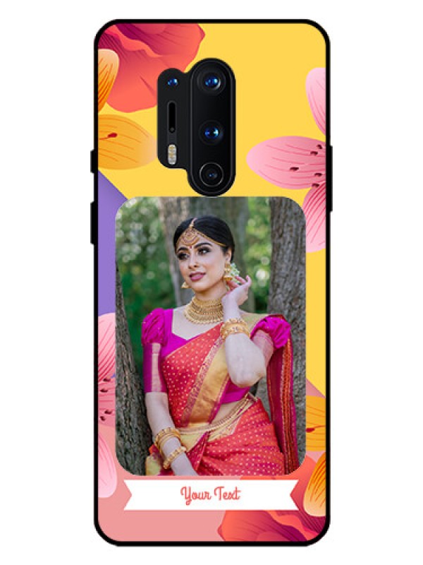 Custom Oneplus 8 Pro Custom Glass Mobile Case  - 3 Image With Vintage Floral Design