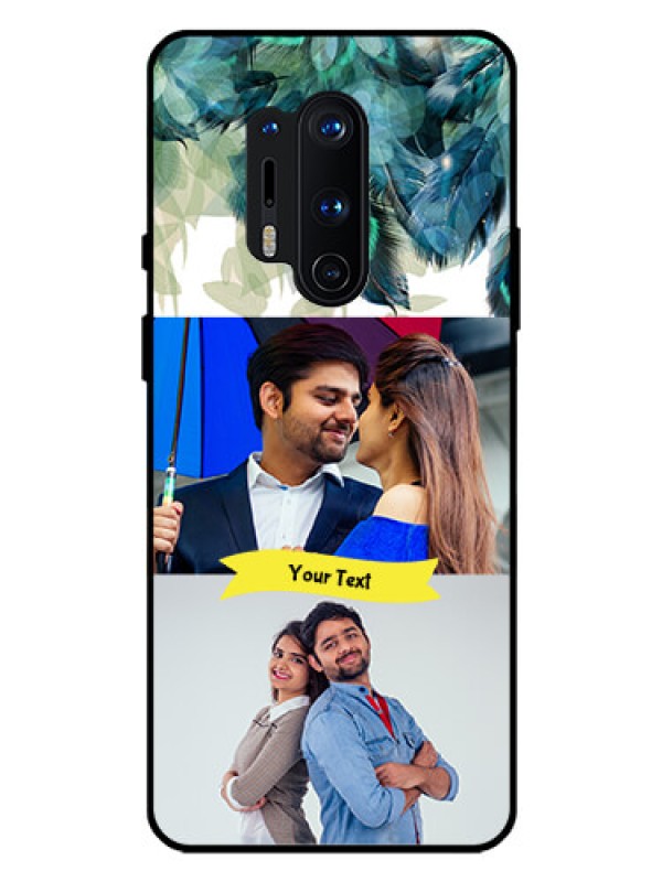 Custom Oneplus 8 Pro Personalized Glass Phone Case  - Image with Boho Peacock Feather Design