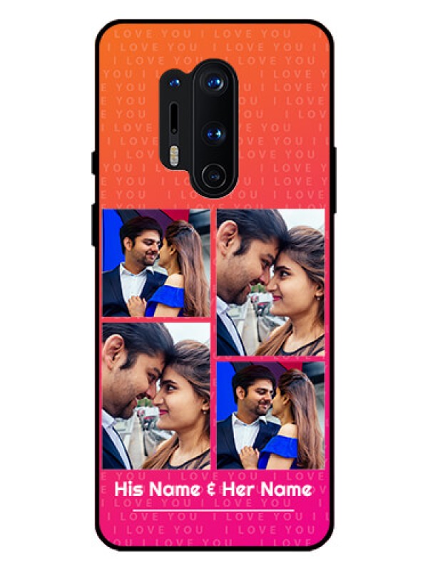Custom Oneplus 8 Pro Custom Glass Phone Case  - I Love You Pink Design